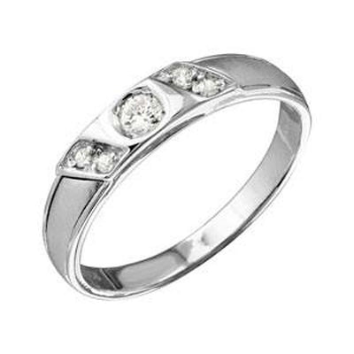 Mens Sterling Silver Slash  CZ Trios Bridal CZ Ring
