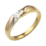 Mens Sterling Silver GoldAnd Rose Gold and Rhodium Plated 3 Toned CZ  Trios Ring