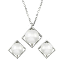 Load image into Gallery viewer, Sterling Silver Boxed Synthetic Pearl with CZ Set