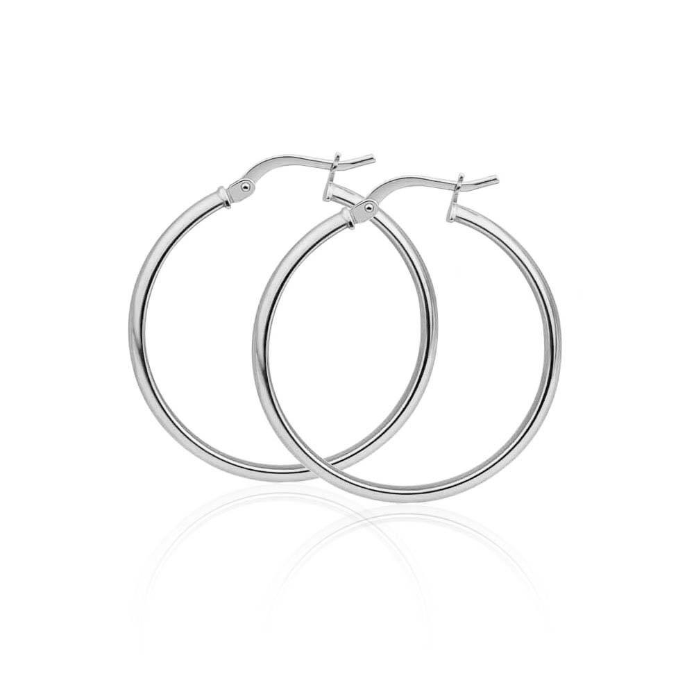 Sterling Silver High Polished 1.5mm Hoop Snap Post Earrings