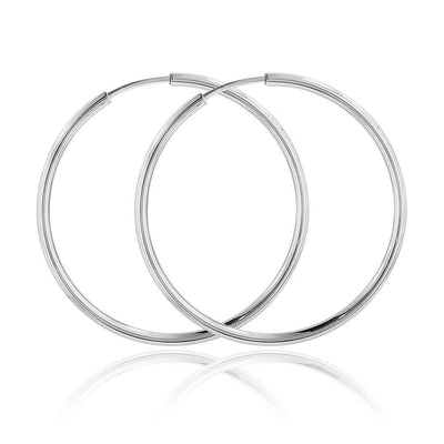 Sterling Silver High Polished 2MM Endless Hoop Earrings