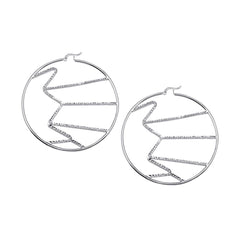 Sterling Silver Diamond Cut Design Hoop Earrings