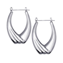 Load image into Gallery viewer, Sterling Silver Hollow Drop Hoop Earrings