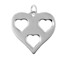 Load image into Gallery viewer, Sterling Silver Rhodium Plated Heart Charm With 3 Cut Out Inner Hearts Pendant