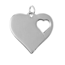 Load image into Gallery viewer, Sterling Silver Rhodium Plated Heart Charm With 1 Cut Out Inner Hearts Pendant