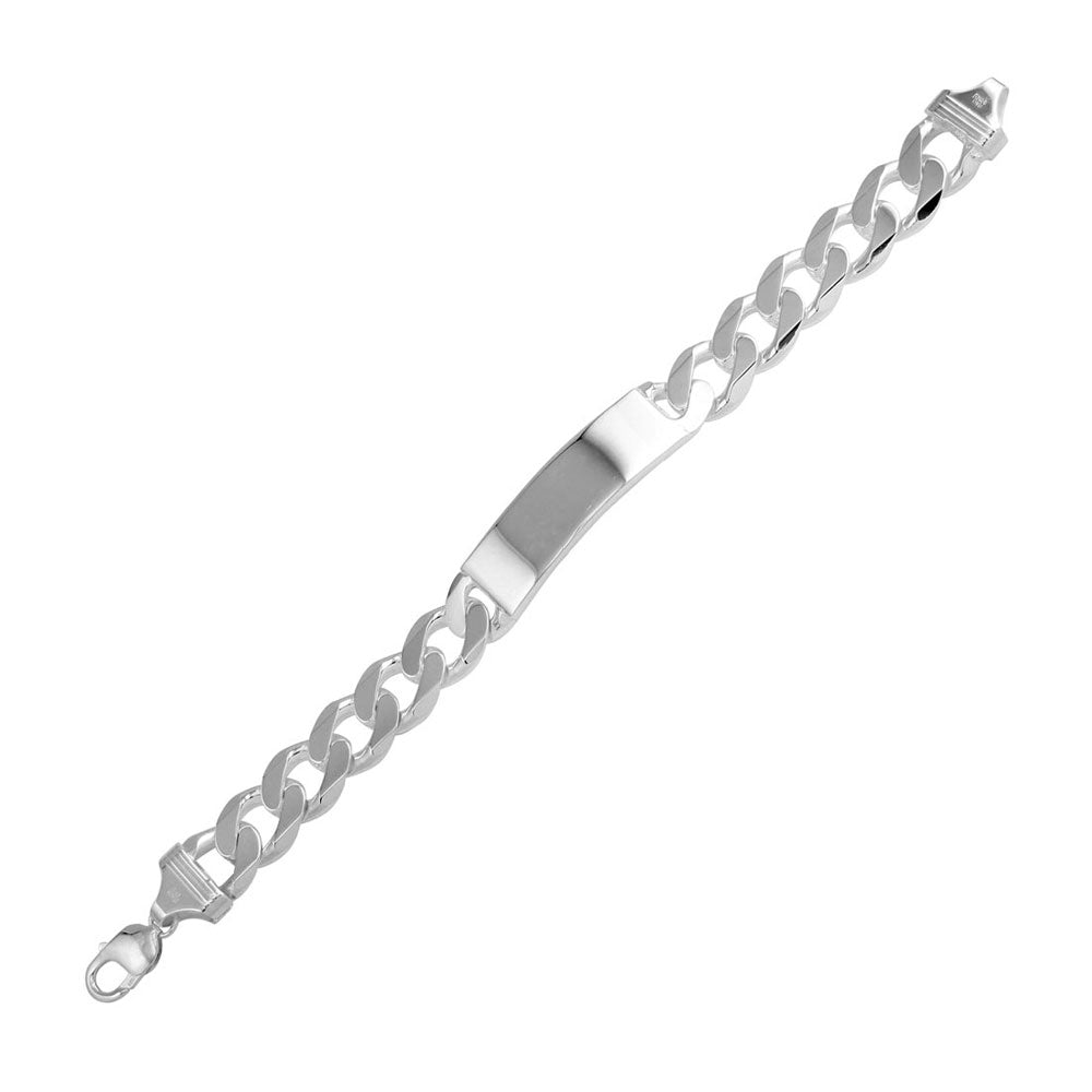 Sterling Silver Engravable ID Curb 350-12.9mm Bracelet