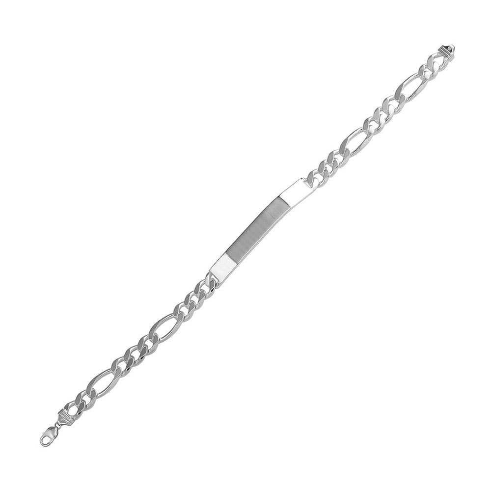 Sterling Silver Super Flat Engravable ID Figaro 120-4.5mm Bracelet