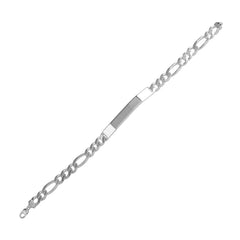 Sterling Silver Super Flat Engravable ID Figaro 120-4.5mm Bracelet