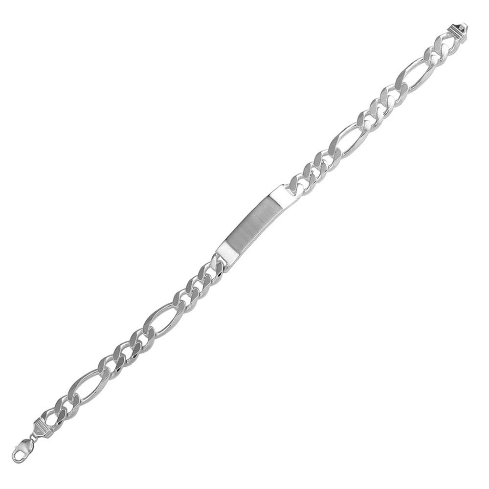 Sterling Silver Super Flat Engravable ID Figaro 180-6.5mm Bracelet