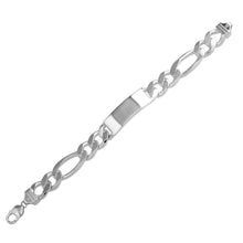 Load image into Gallery viewer, Sterling Silver Engravable ID Super Flat Figaro 400-16.3mm Bracelet
