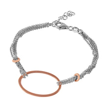 Load image into Gallery viewer, Sterling Silver Rhodium Plated Italian Bracelet With Rose Gold Plated Oval Accents
