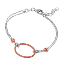 Load image into Gallery viewer, Sterling Silver Rhodium Plated Italian Bracelet With Small Rose Gold Plated Oval Accents