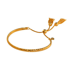 Sterling Silver Rose Gold Plated DC Cuff Lariat Bracelet with Dangling Tassel