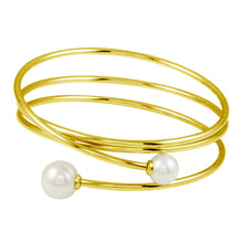Load image into Gallery viewer, Sterling Silver Gold Plated Quadruple Wrap With Imitation Pearl