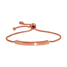 Load image into Gallery viewer, Sterling Silver Rose Gold Plated Round Box Chain ID Bar Bracelet