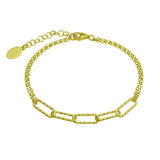Sterling Silver Gold Plated Diamond Cut Link Chain Bracelet