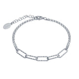 Sterling Silver Rhodium Plated Diamond Cut Link Chain Bracelet