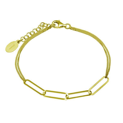 Sterling Silver Gold Plated Thin Curb Link Chain Bracelet - silverdepot