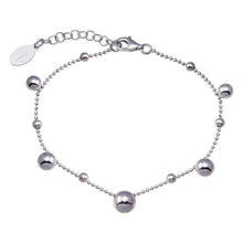 Load image into Gallery viewer, Sterling Silver Rhodium Plated 11 Bead Charm Bead Link Chain Bracelet - silverdepot