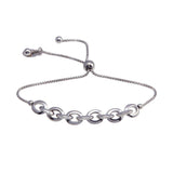 Sterling Silver Rhodium Plated Link Lariat Bracelet