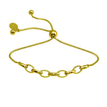 Load image into Gallery viewer, Sterling Silver Gold Plated Link Lariat Bracelet - silverdepot