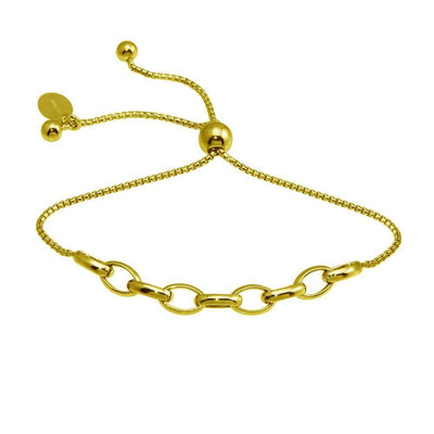Sterling Silver Gold Plated Link Lariat Bracelet - silverdepot