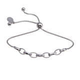 Sterling Silver Rhodium Plated Link Lariat Bracelet