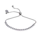 Sterling Silver Rhodium Plated Heart Link Lariat Bracelet
