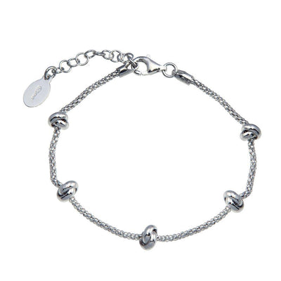 Sterling Silver Rhodium Plated 5 Knotted Coreana Chain Bracelet - silverdepot
