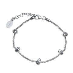 Sterling Silver Rhodium Plated 5 Knotted Coreana Chain Bracelet