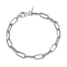 Load image into Gallery viewer, Sterling Silver Rhodium Plated Paperclip Chain Bracelet