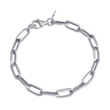 Sterling Silver Rhodium Plated Paperclip Chain Bracelet