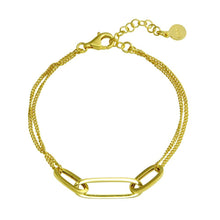 Load image into Gallery viewer, Sterling Silver Gold Plated Paperclip Design Chain Bracelet