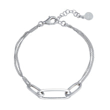 Load image into Gallery viewer, Sterling Silver Rhodium Plated Paperclip Design Chain Bracelet