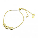 Sterling Silver Gold Plated Puffed Mariner Lariat Bracelet