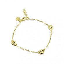 Load image into Gallery viewer, Sterling Silver Gold Plated Puffed Mariner Charm Lariat Bracelet