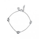 Sterling Silver Rhodium Plated Puffed Mariner Charm Adjustable Bracelet