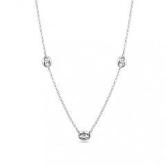 Sterling Silver Rhodium Plated Puffed Mariner Charm Double Strand Curb And Paperclip Adjustable Bracelet