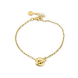 Sterling Silver Gold Plated Rolo Donut Bar Adjustable Bracelet