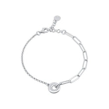 Load image into Gallery viewer, Sterling Silver Rhodium Plated Rolo Paperclip Donut Adjustable Bracelet