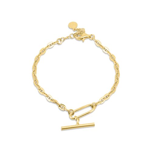 Sterling Silver Gold Plated Flat Marina Paperclip Bar Adjustable Bracelet