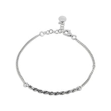 Load image into Gallery viewer, Sterling Silver Rhodium Plated Curb Single Strand Rope Adjustable Bracelet