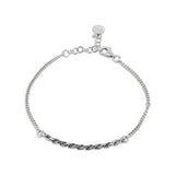 Sterling Silver Rhodium Plated Curb Single Strand Rope Adjustable Bracelet