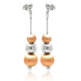 Sterling Silver Fancy Two-Toned Graduated Round Beads Ball Stud Earring with Earring Height of 51MM