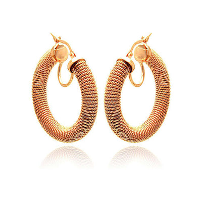 Sterling Silver Rose Gold Plated Italian Plain Hoop Earring