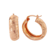 Sterling Silver Fashionable Rose Gold Armadillo Hoop Earrings with Earring Width of 9MM and Snap Post
