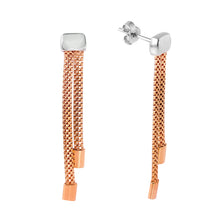 Load image into Gallery viewer, Sterling Silver Rose Gold Plated  Two Strand Dangling Earrings