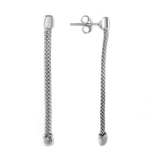 Load image into Gallery viewer, Sterling Silver Rhodium Plated Fashionable Single Strand Chain Texture Dangling Earrings with Earring Dimensions of 40MMx2MM Friction Post Back