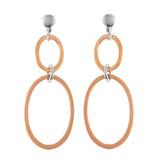 Sterling Silver Rose Gold Plated  Double Oval Earrings