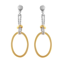 Load image into Gallery viewer, Sterling Silver  Rhodium And Gold Plated Dangling Open Oval Earring